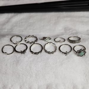 Elegant Silver Rings 11 Pc Set for Women